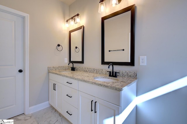 113 Bonaire Pointe Smithbrook Subdivision, Anderson, SC 29621 - full bath featuring marble finish floors, double vanity, and baseboards