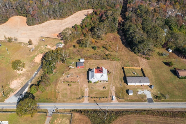 drone / aerial view with a rural view