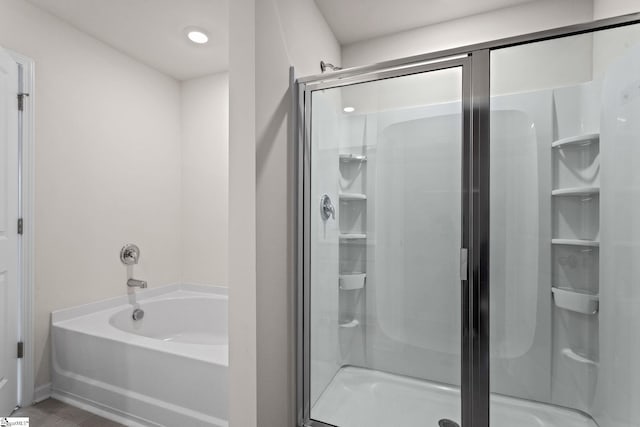 bathroom with plus walk in shower