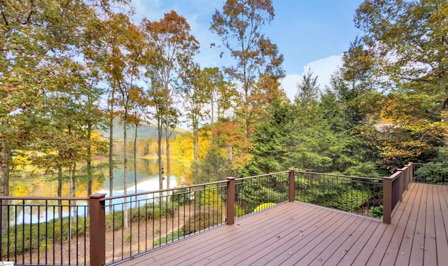 deck with a water view