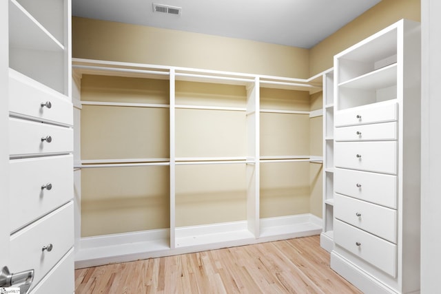 walk in closet with wood-type flooring