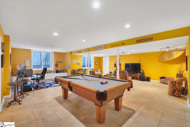 game room featuring light tile patterned flooring and billiards