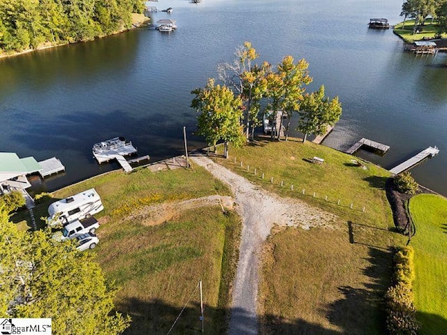 bird's eye view featuring a water view