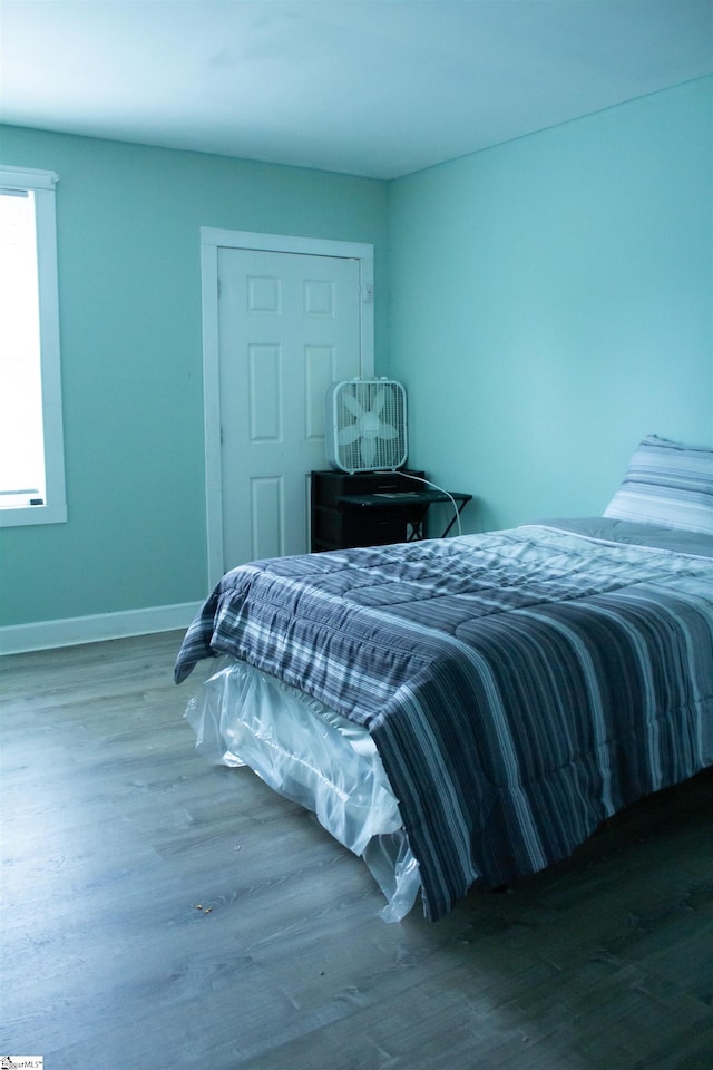 bedroom featuring wood-type flooring