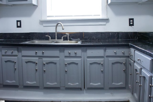 kitchen with gray cabinetry and sink