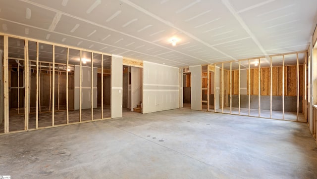 view of unfinished basement