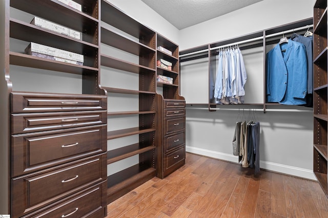 spacious closet with light hardwood / wood-style floors