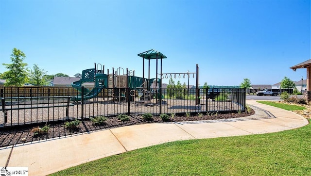 view of playground with a yard