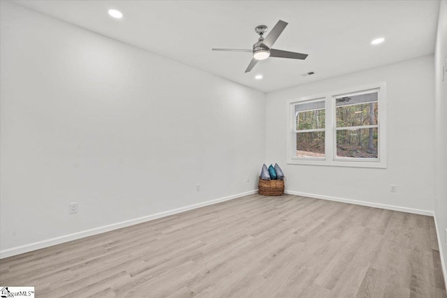 425 Tiger Ln, Westminster, SC 29693 - unfurnished room with light wood finished floors, recessed lighting, a ceiling fan, and baseboards