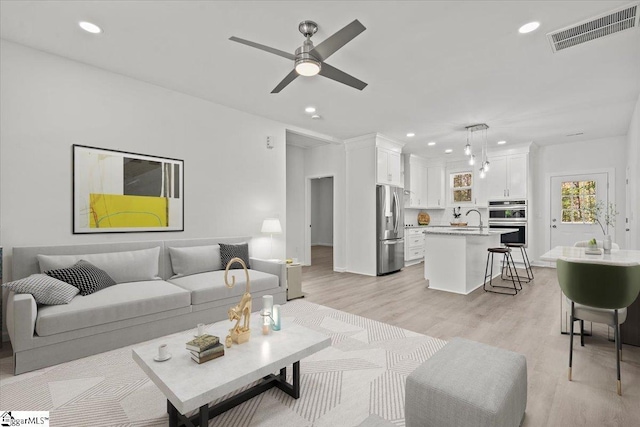 425 Tiger Ln, Westminster, SC 29693 - living room with recessed lighting, a ceiling fan, and light wood-style floors