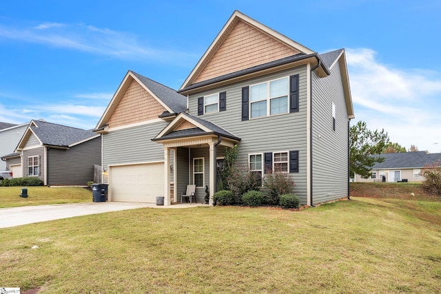 craftsman inspired home with a front yard