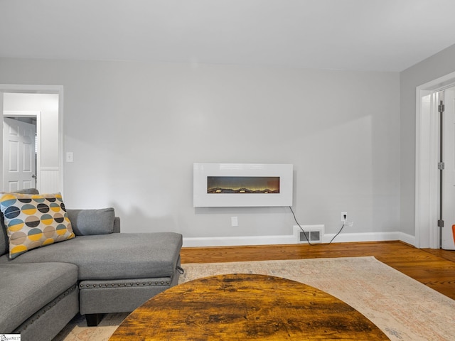 living room with wood-type flooring