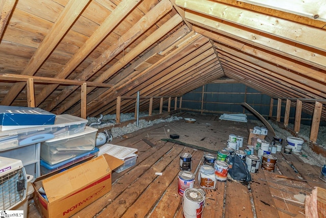 view of unfinished attic