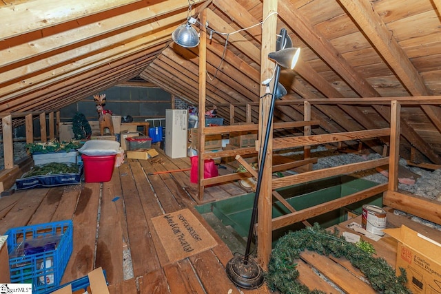 view of unfinished attic