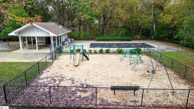 view of community with a playground