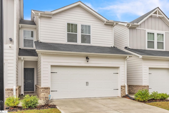 view of front of house with a garage