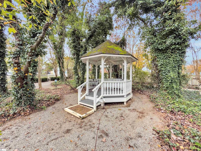 view of yard with a gazebo