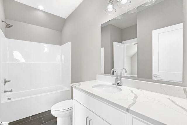 full bathroom featuring vanity, toilet, and bathtub / shower combination