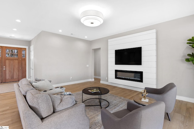 living room featuring light wood-type flooring