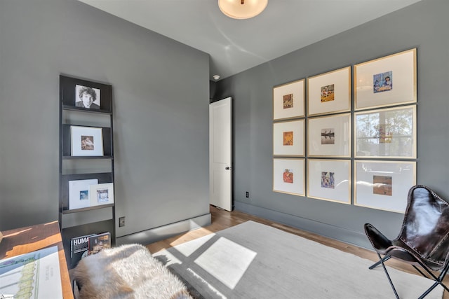 bedroom with light hardwood / wood-style floors