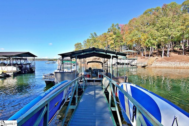 dock area featuring a water view