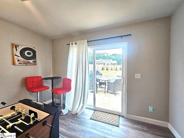 doorway to outside featuring hardwood / wood-style floors