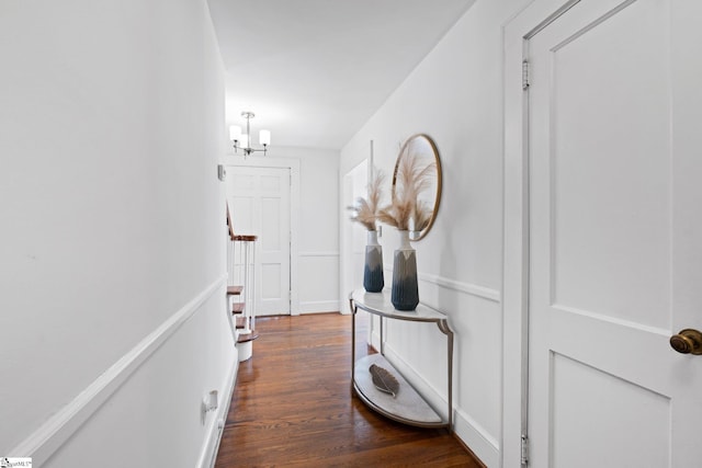 corridor featuring dark hardwood / wood-style flooring