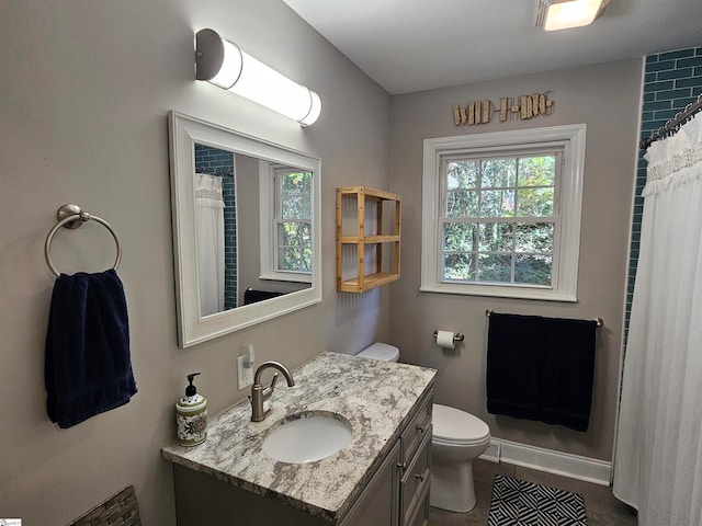 bathroom with toilet and vanity