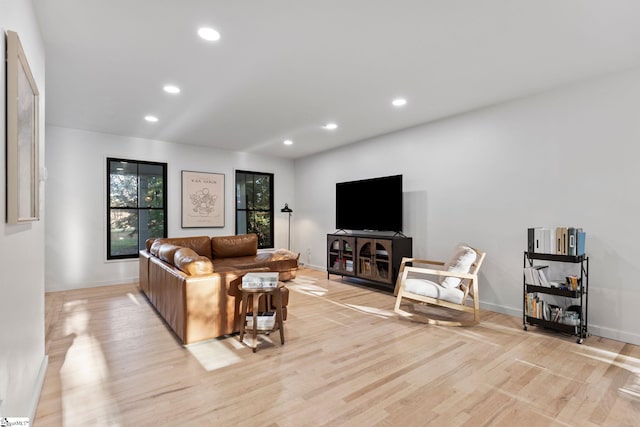 living room featuring light wood-type flooring