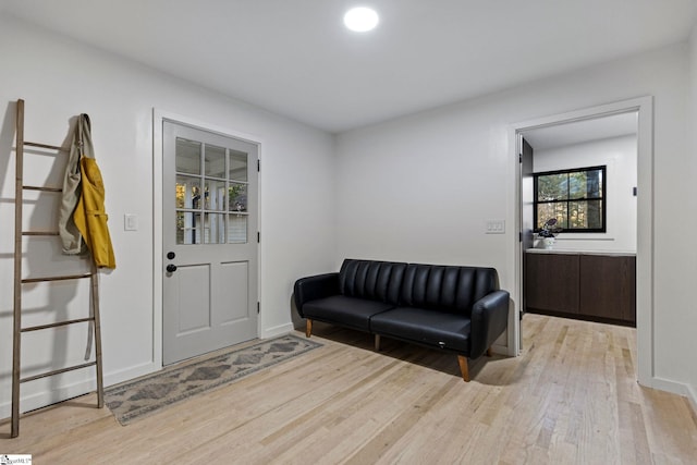 living area featuring light hardwood / wood-style flooring