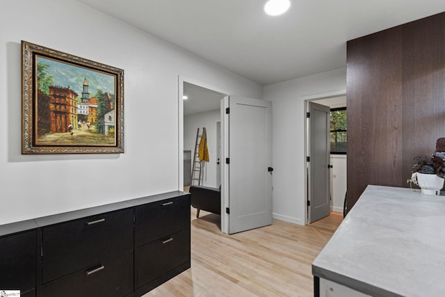 hallway featuring light wood-type flooring