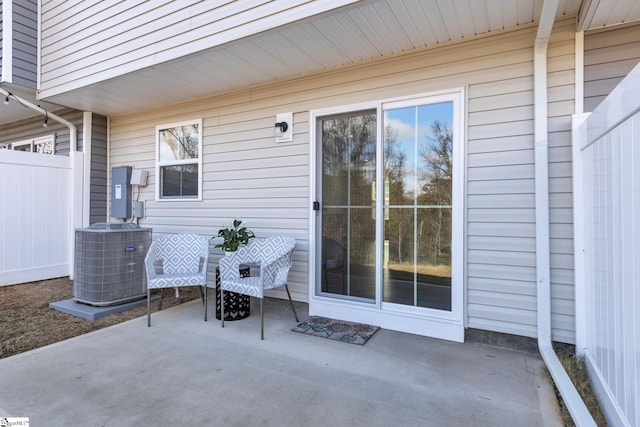 view of patio featuring central AC unit