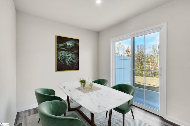 dining area featuring hardwood / wood-style flooring