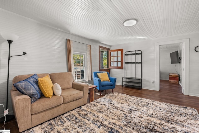 living room featuring dark hardwood / wood-style floors