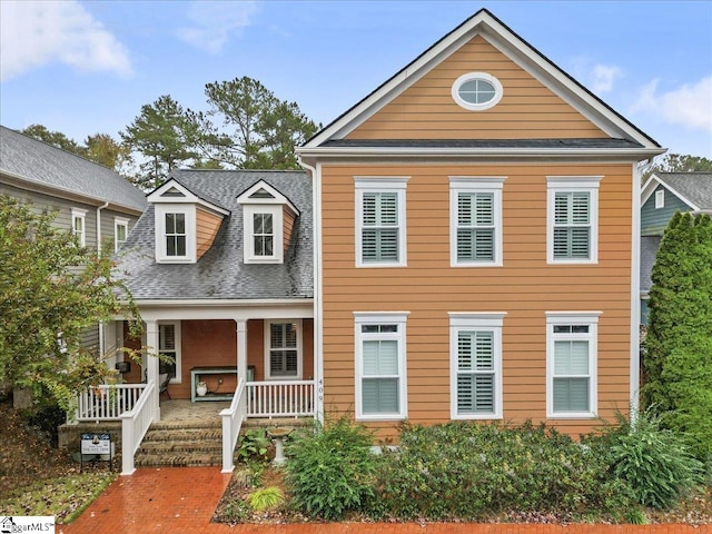 view of front facade featuring covered porch