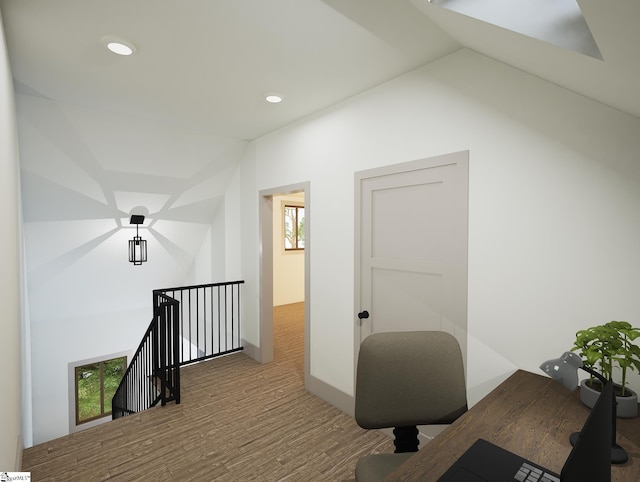 712 Anderson Rd Lot 1, Greenville, SC 29601 - home office with wood finished floors, lofted ceiling, and recessed lighting