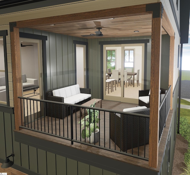 712 Anderson Rd Lot 1, Greenville, SC 29601 - wooden terrace with ceiling fan and an outdoor hangout area