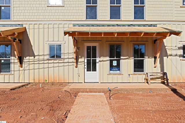 entrance to property with board and batten siding