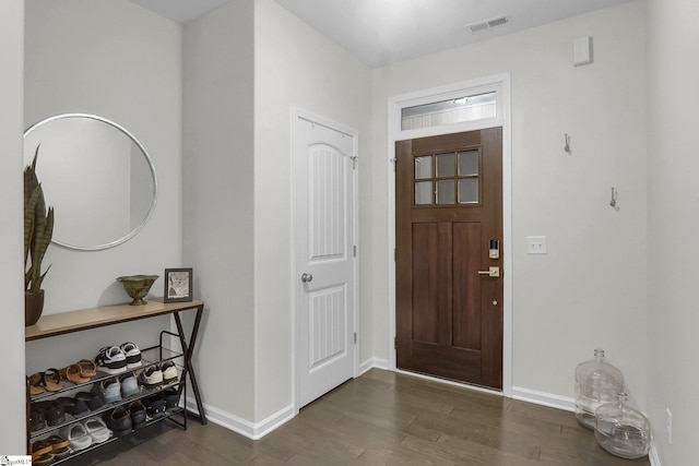 foyer featuring dark wood-type flooring