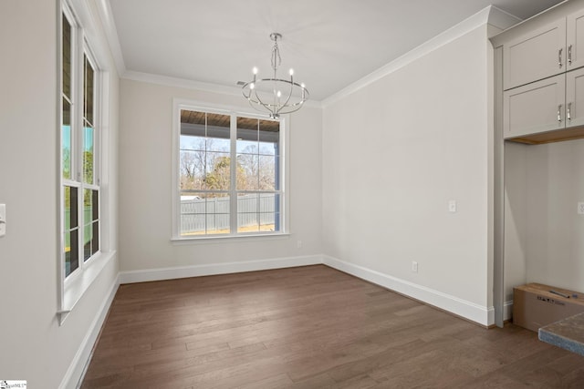 108 Cambie Pl, Greenville, SC 29607 - unfurnished dining area featuring a chandelier, crown molding, and wood finished floors