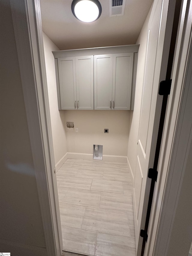 108 Cambie Pl, Greenville, SC 29607 - laundry room featuring hookup for an electric dryer, washer hookup, cabinet space, and light wood-type flooring
