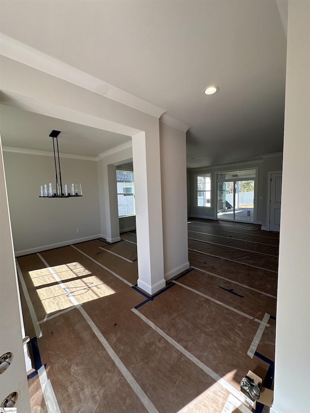 interior space featuring crown molding