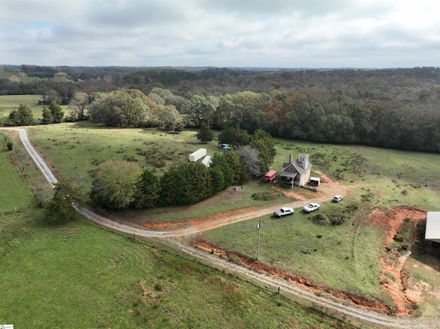 aerial view featuring a rural view