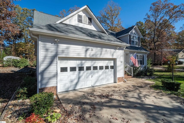 view of home's exterior with a garage