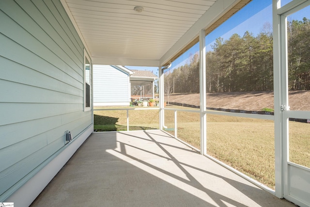 view of unfurnished sunroom