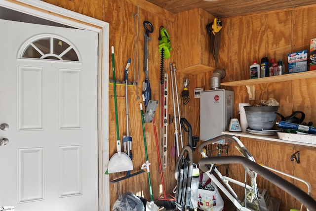 interior space with wooden walls