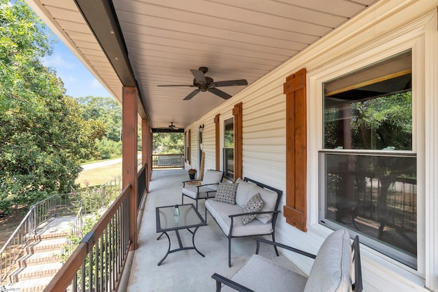 view of patio / terrace featuring outdoor lounge area and ceiling fan