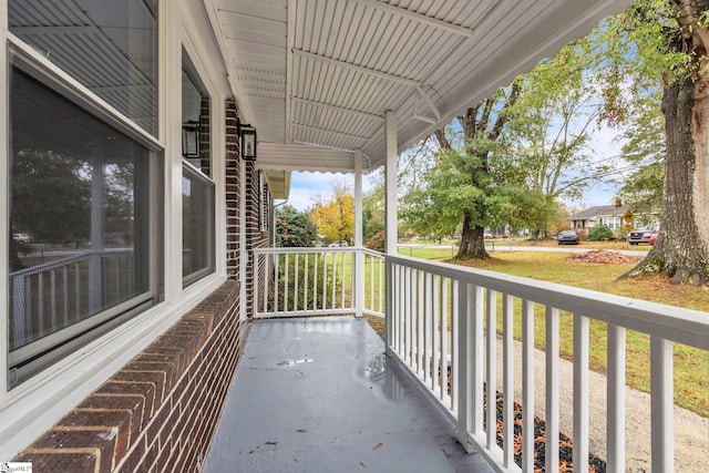 balcony featuring a porch