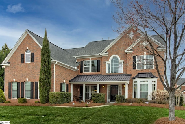 view of front of home with a front lawn