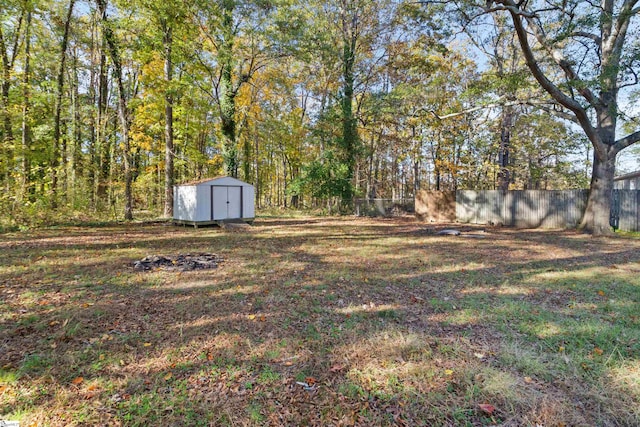 view of yard with a shed